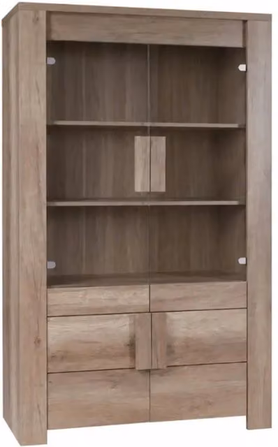 Grande vetrina 2 porte in vetro e 2 porte in legno - Collezione FARRA - quercia chiara