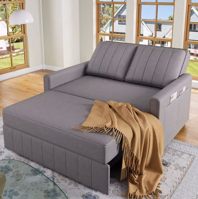 Divano letto 127x180 cm grigio antico; imbottitura in schiuma - schienale regolabile