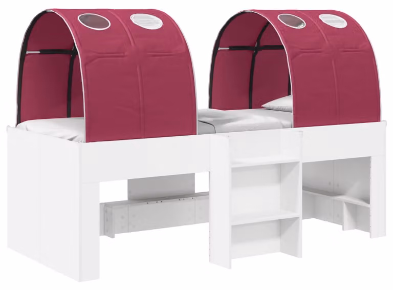 Letto con Tunnel 4 pcs Bianco e Rosso Legno ingegnerizzato