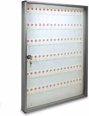 Bacheca Portachiavi da Parete ALUBOX in Alluminio con 96 Ganci Numerati Argento Metallizzato L/P/H: 55 x 5 x 73 cm