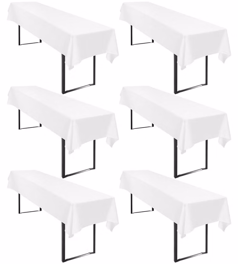 Tovaglia per birreria, set da 6 pezzi, 110 x 260 cm, colore bianco, in poliestere