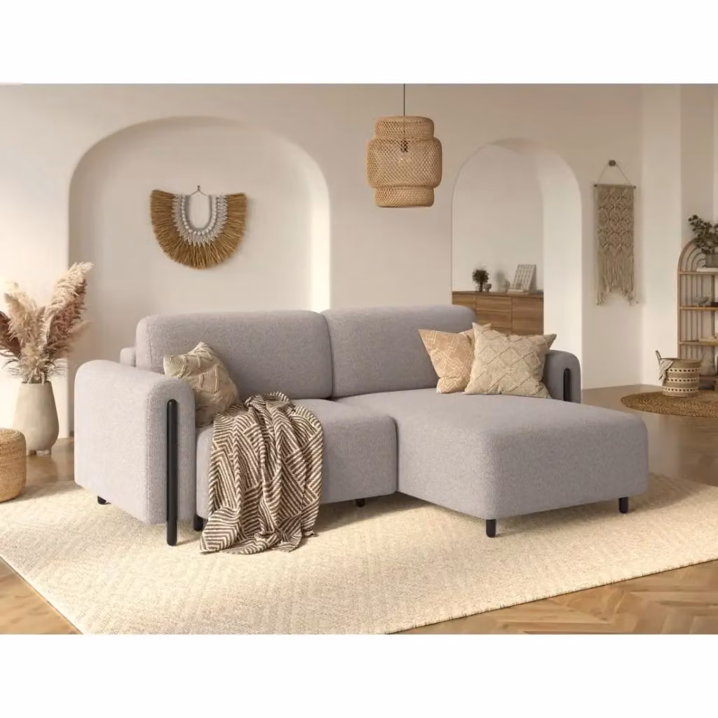 Divano angolare convertibile ARVESSA MEUBLORAMA beige in tessuto chenille con angolo destro L/P/H: 244 x 154 x 95 cm – 2