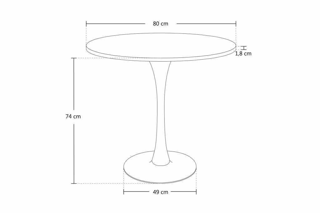Tavolo da pranzo rotondo SAMIRA in MDF e metallo nero opaco, Diametro: 80 cm – 2