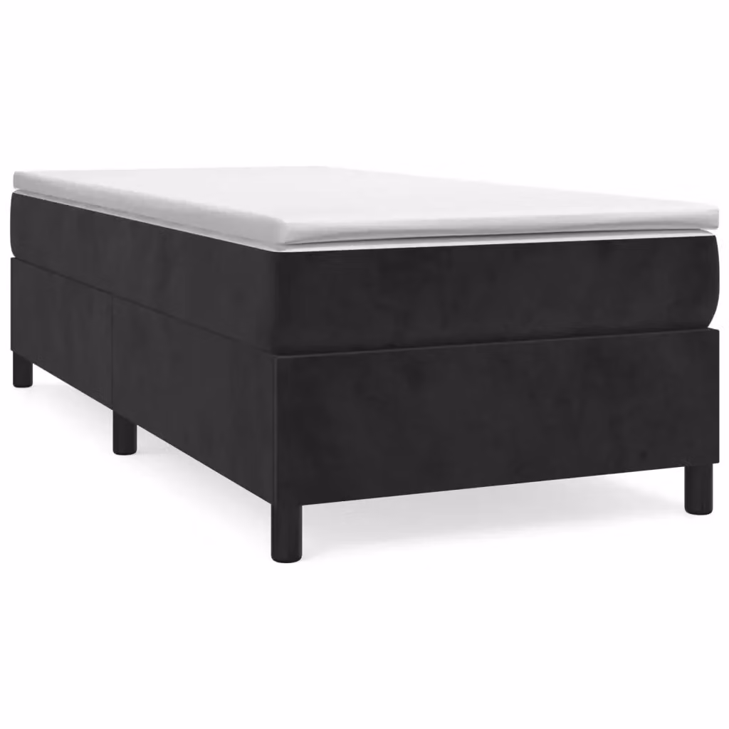 Letto Ibrido vidaXL con Giroletto a Molle e Materasso in Velluto Nero e Bianco L/P/H: 90 x 190 x 35 cm – 2