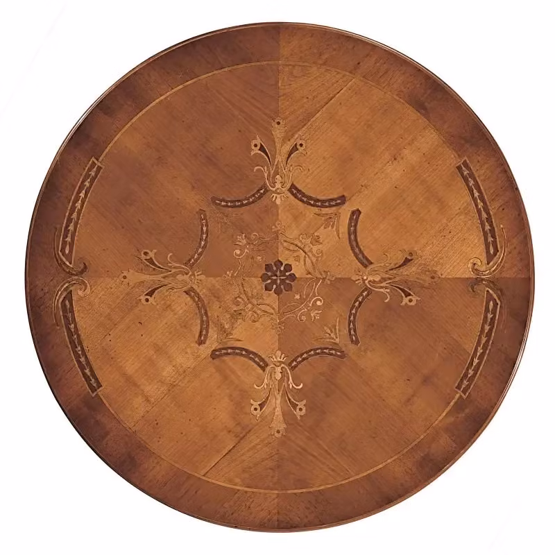 Tavolino rotondo in legno intarsiato stile shabby chic Mobili 2G L: 80 cm, P: 80 cm, H: 77 cm – 2