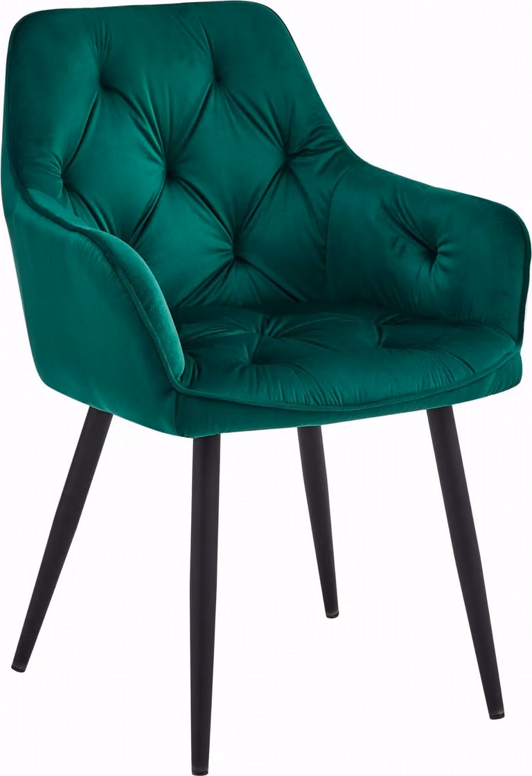 Sedia JORK - velluto verde scuro / gambe nere x 1
