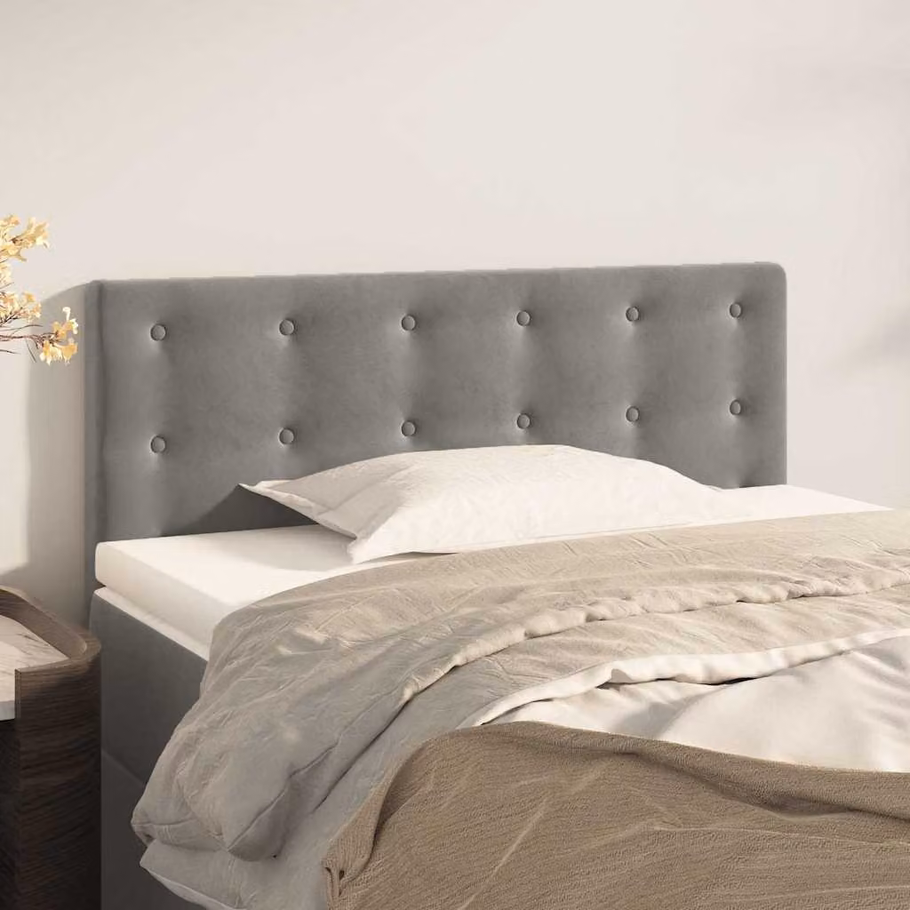 Testiera per letto vidaXL in velluto grigio chiaro, L: 90 cm, P: 5 cm, H: 78-88 cm
