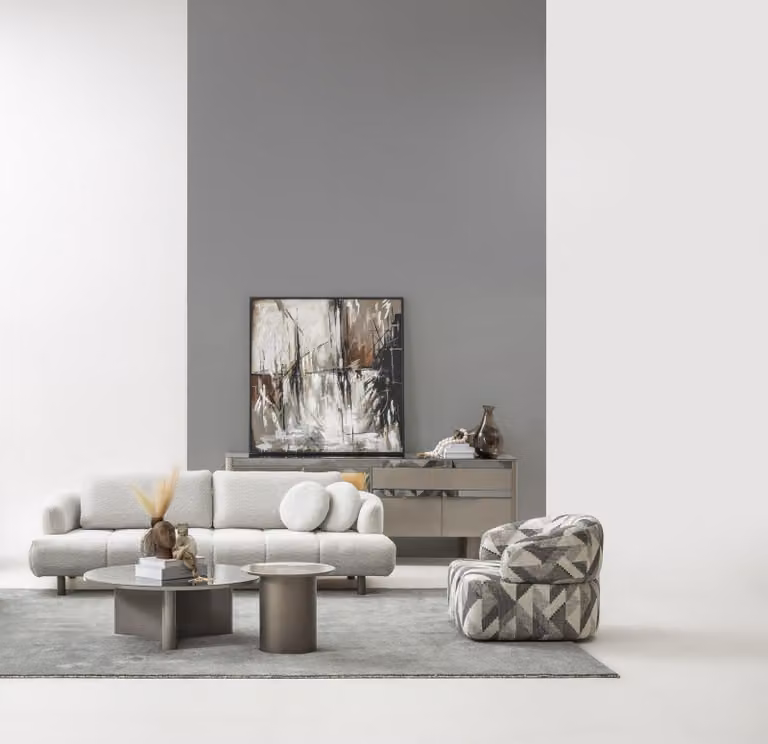 Komplettes Wohnzimmer-Set: 4-Sitzer Sessel Couch- & Beistelltisch
