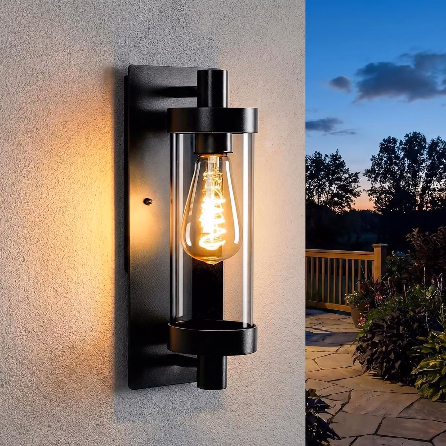 ZMH LED Lampa da Muro Esterna Vintage E27 nera IP65 resistente agli agenti atmosferici LampadaFacciata Terrazzo Balcone Giardino Corridoio