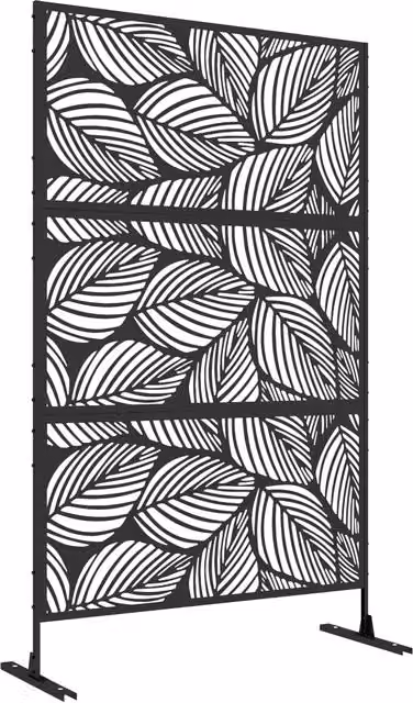 Schermatura paravento per giardino Zephmum in metallo nero, L 122 cm x P 45 cm x H 198 cm