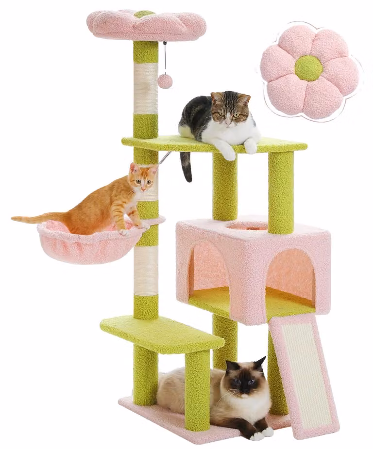 Katzenbaum, design multistrato, con tiragraffi integrati, modello AMT0236GN, taglia L