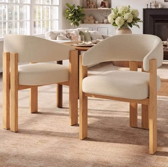Sedia da pranzo ergonomica imbottita con gambe in metallo effetto legno, dimensioni 49x47x78 cm, set da 2