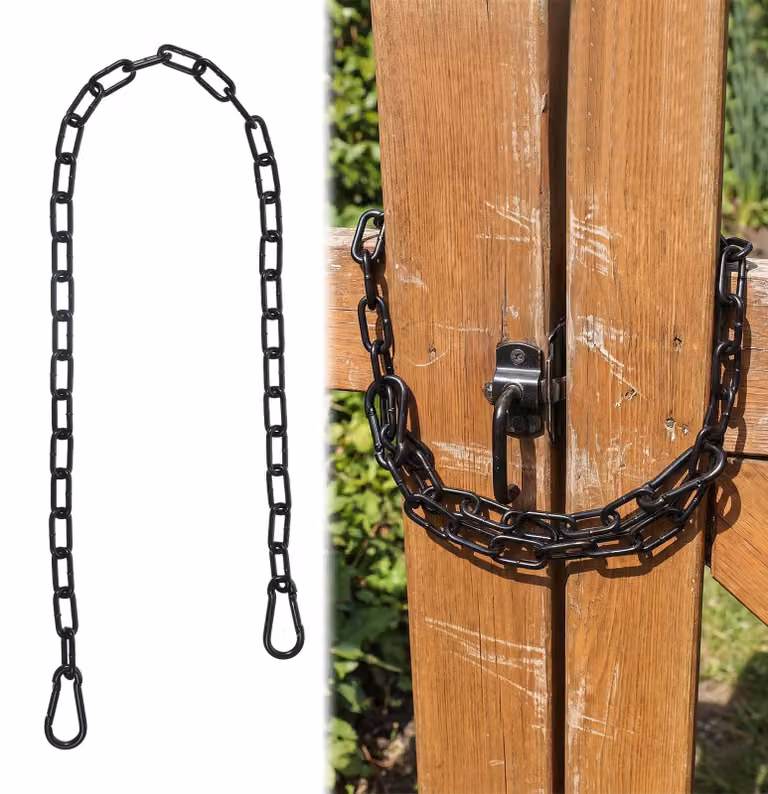 Catena di sicurezza per porte con gancio, 66 cm, colore nero