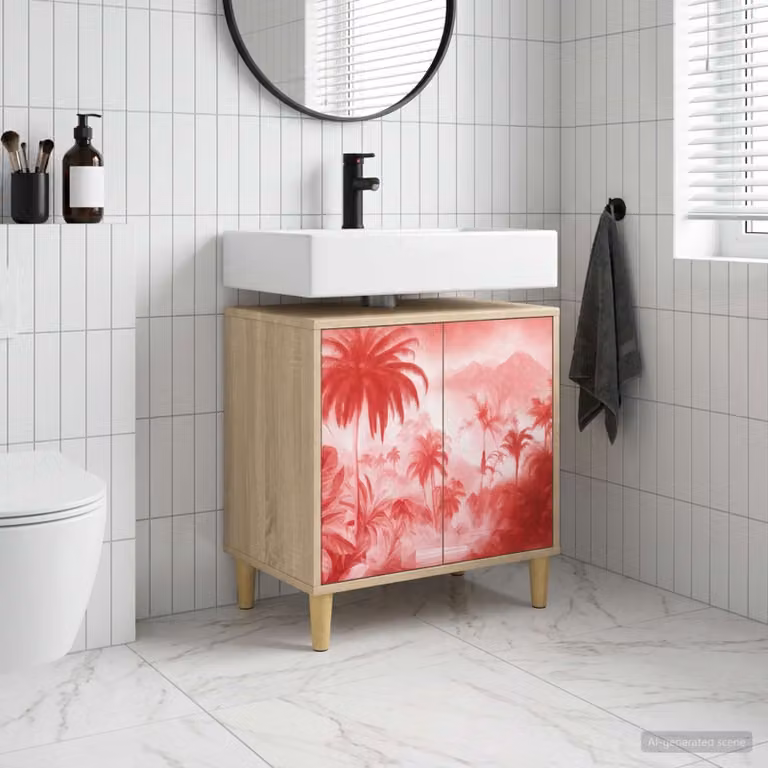 Mobile da bagno vidaXL AACHEN moderno in legno e MDF, colore marrone multicolore, L 60 x P 40 x H 60 cm