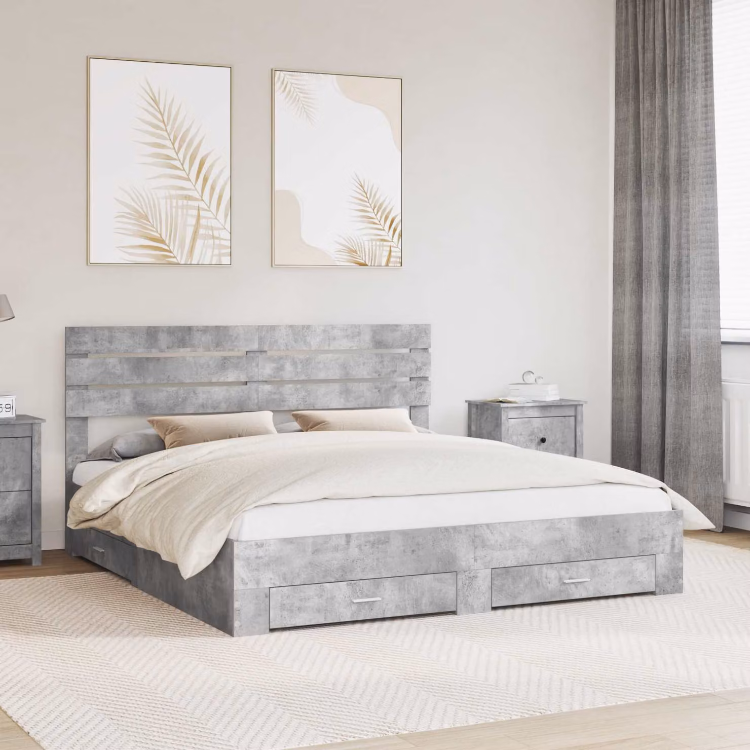 vidaXL Struttura letto moderna con cassetti Grigio, L: 180 cm, P: 200 cm, H: 206 cm