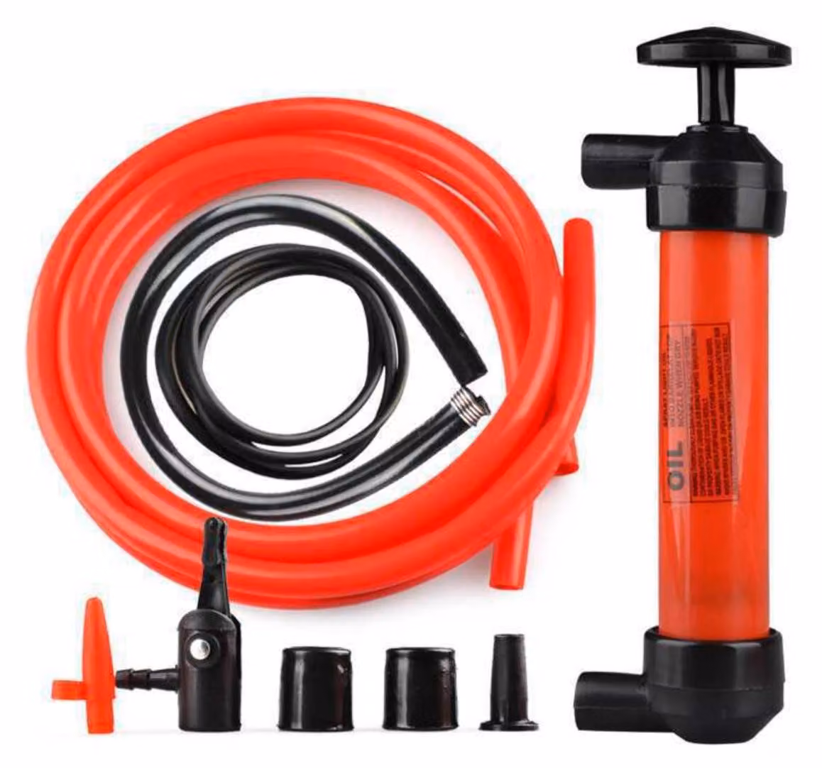 INF Pompa sifone manuale per trasferimento carburante - Pompa a mano portatile in ABS per tosaerba e piccoli motori