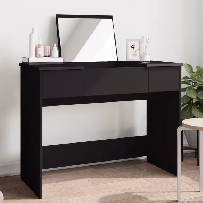 vidaXL Toeletta con Specchio Moderna in Nero L: 100 cm, P: 45 cm, H: 76 cm