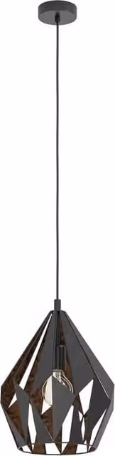 Lampadario a sospensione Eglo Carlton in metallo nero e rame, stile industriale con 1 luce E27