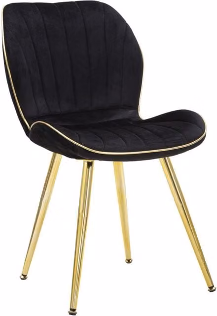 Set di 2 sedie Paris Space Charme1921 in velluto nero e oro per cucina, L/P/H: 46 x 58 x 77 cm