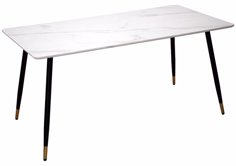 Tavolo da pranzo effetto marmo, legno/metallo, 160x80x76 cm, bianco/nero