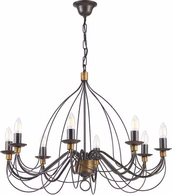 Lampadario 8 luci Fiamma Marrone