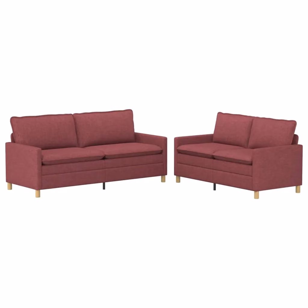 Set di 2 divani moderni vidaXL in tessuto rosso e nero con struttura in metallo per il tuo soggiorno – 2
