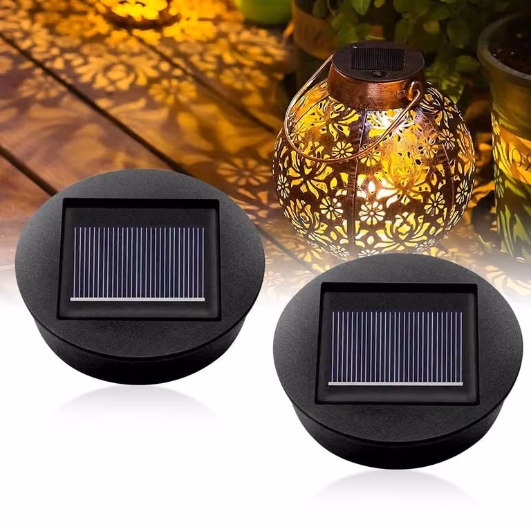 Lampade solari di ricambio, confezione da 2, grado di protezione IP65, 8 cm, luce bianco caldo, 7 lumen