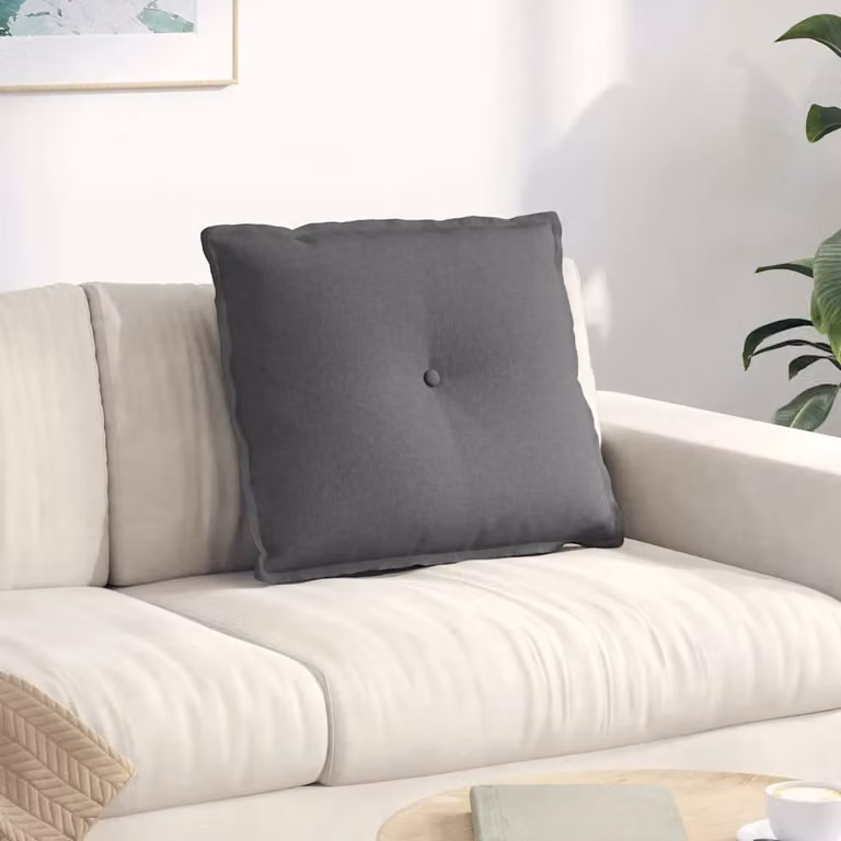 Cuscino per schiena vidaXL in tessuto grigio con rivestimento rimovibile L: 60 cm, P: 19 cm, H: 50 cm
