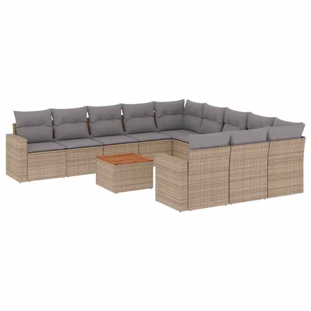 Set di Divani da Giardino VIDAXL a Forma di U in Polyrattan con Cuscini Beige, 12 Posti – 2
