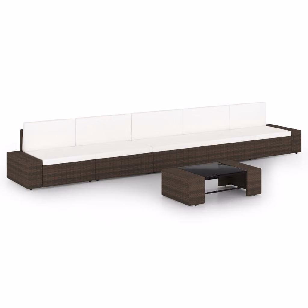 Maison Exclusive - Set da giardino 6 pezzi con cuscini Marrone Poly Rattan