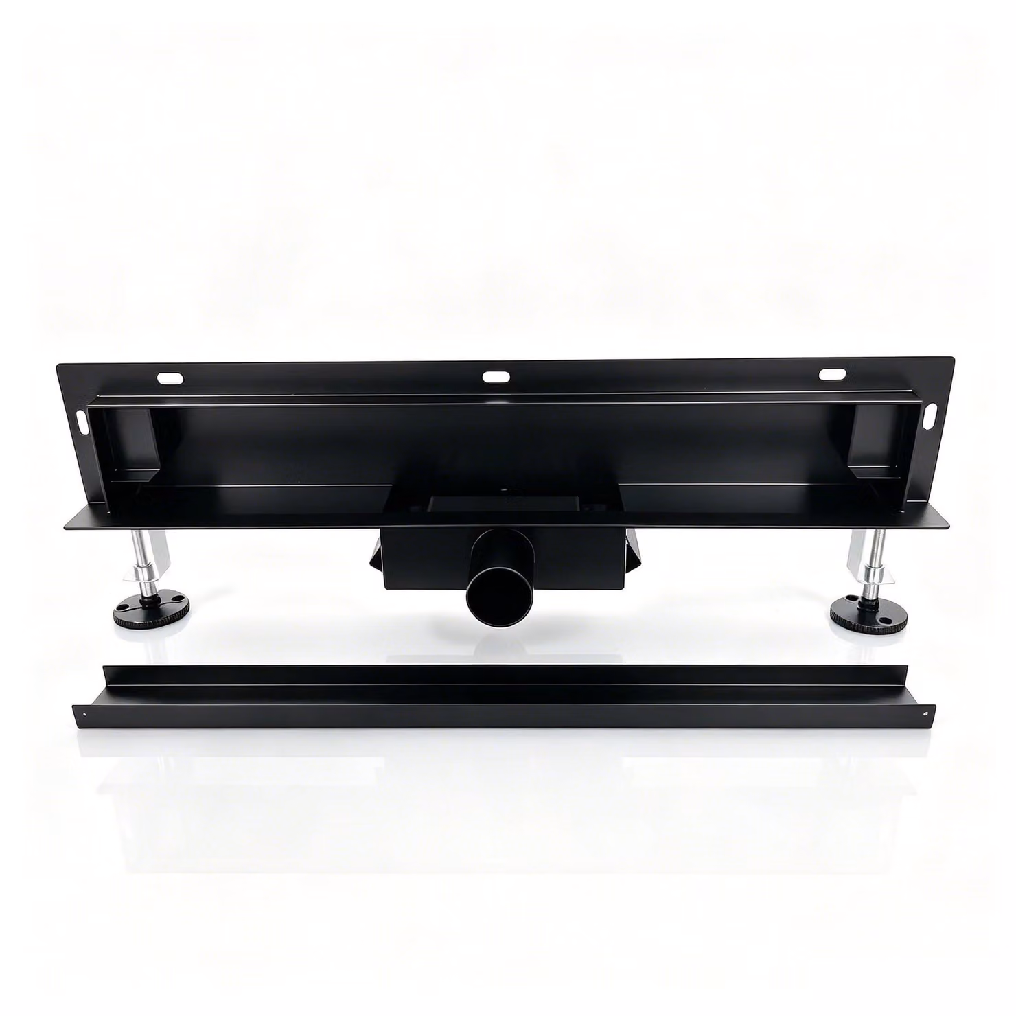 Scarico a parete in acciaio inossidabile 2-in-1, superpiatto, kit completo, 60 cm, nero