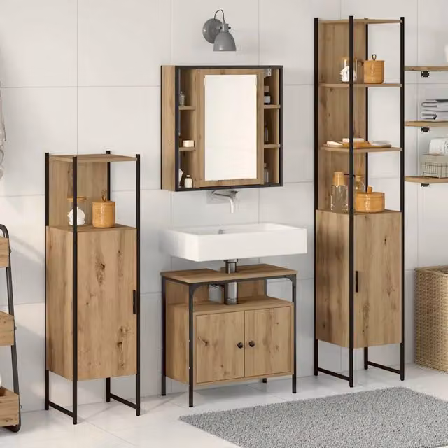 Set di mobili per il bagno 4 pz Rovere artigianale 3334430
