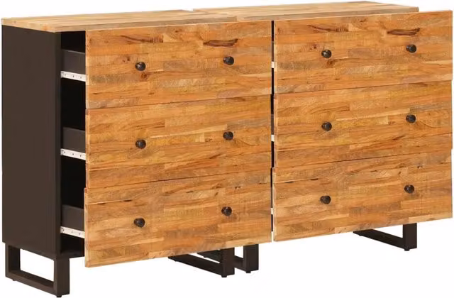 Credenza 2 pz | Madia | Buffet da pranzo | Armadio da pranzo Marrone 60 x 33 x 75 cm Legno di mango massello