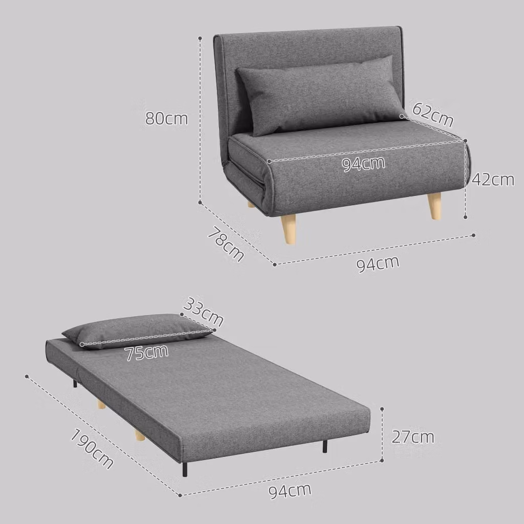 Poltrona letto convertibile Mivray grigia con struttura in legno di pino e rivestimento in tessuto per il tuo relax in soggiorno – 2