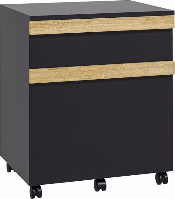 Mobile cassettiera da ufficio Aosom con 2 cassetti scorrevoli e ruote, nero, L 48 cm x P 40 cm x H 59,5 cm