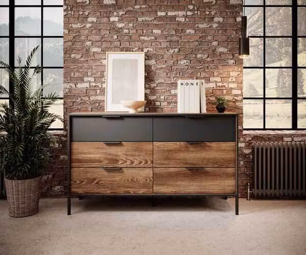 Cassettiera Milton 137x39,5x81cm castagno antracite