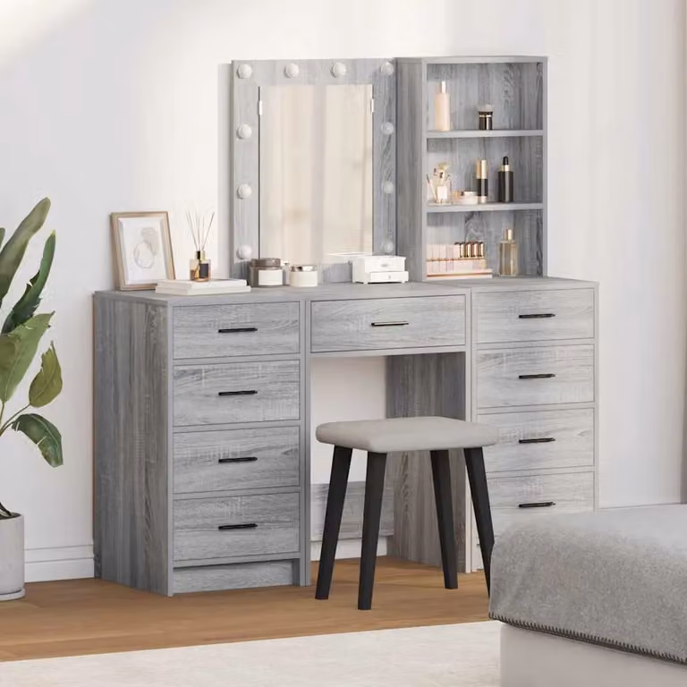 vidaXL Tavolo da Trucco Moderno Grigio L 40 cm, P 41 cm, H 135 cm