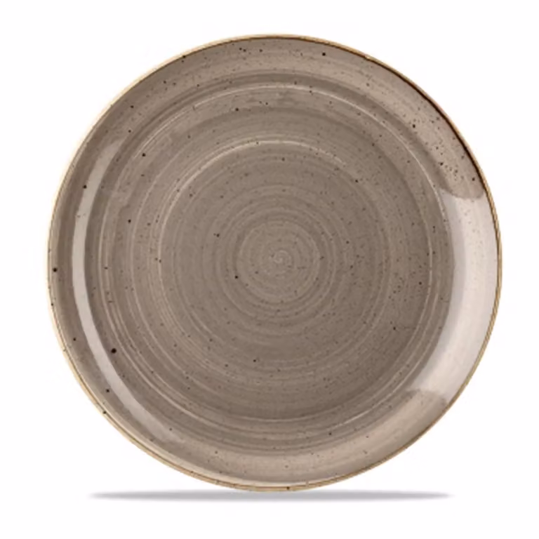 Piatto piano in porcellana grigio stone, diam. 17cm, 12 pezzi
