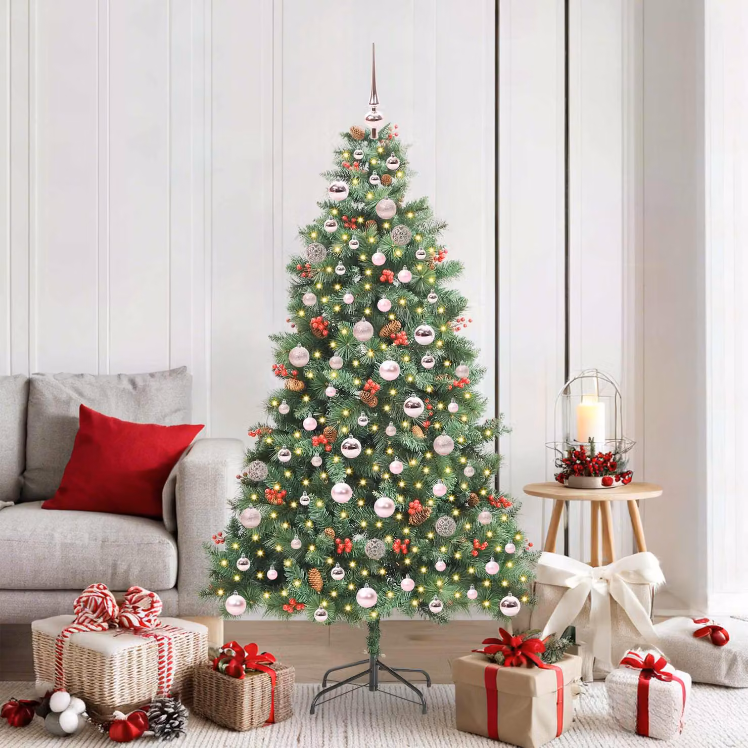 vidaXL Albero di Natale artificiale 300 LED Bianco caldo PVC e Metallo