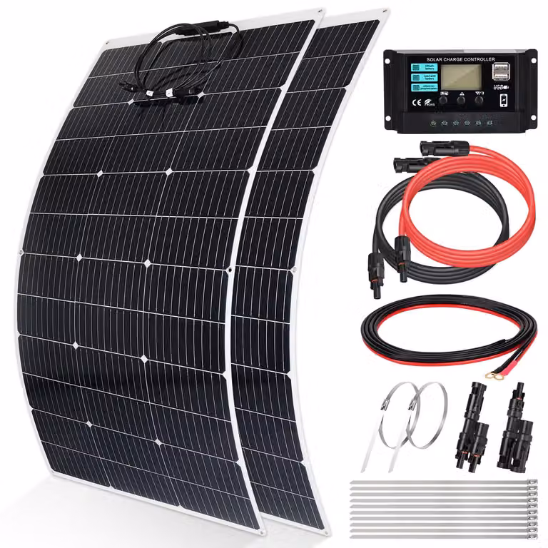 Kit di pannelli solari flessibili da 240 W, 12 V, composto da 2 pannelli da 120 W ciascuno, con regolatore di carica da 30 A