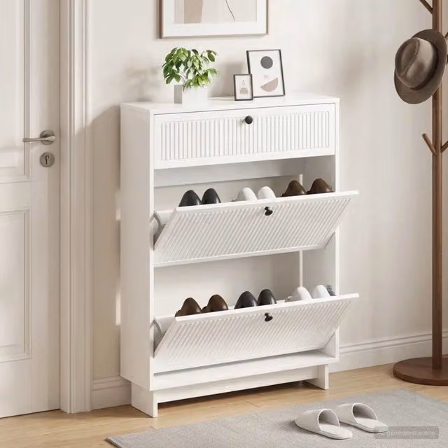 Mobile porta scarpe moderno vidaXL con scomparti basculanti in finitura lucida L: 78 cm, P: 24 cm, H: 103 cm