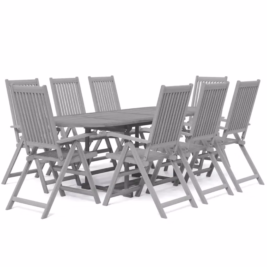 Set da pranzo da giardino vidaXL in legno di acacia grigio, 9 pezzi – 2