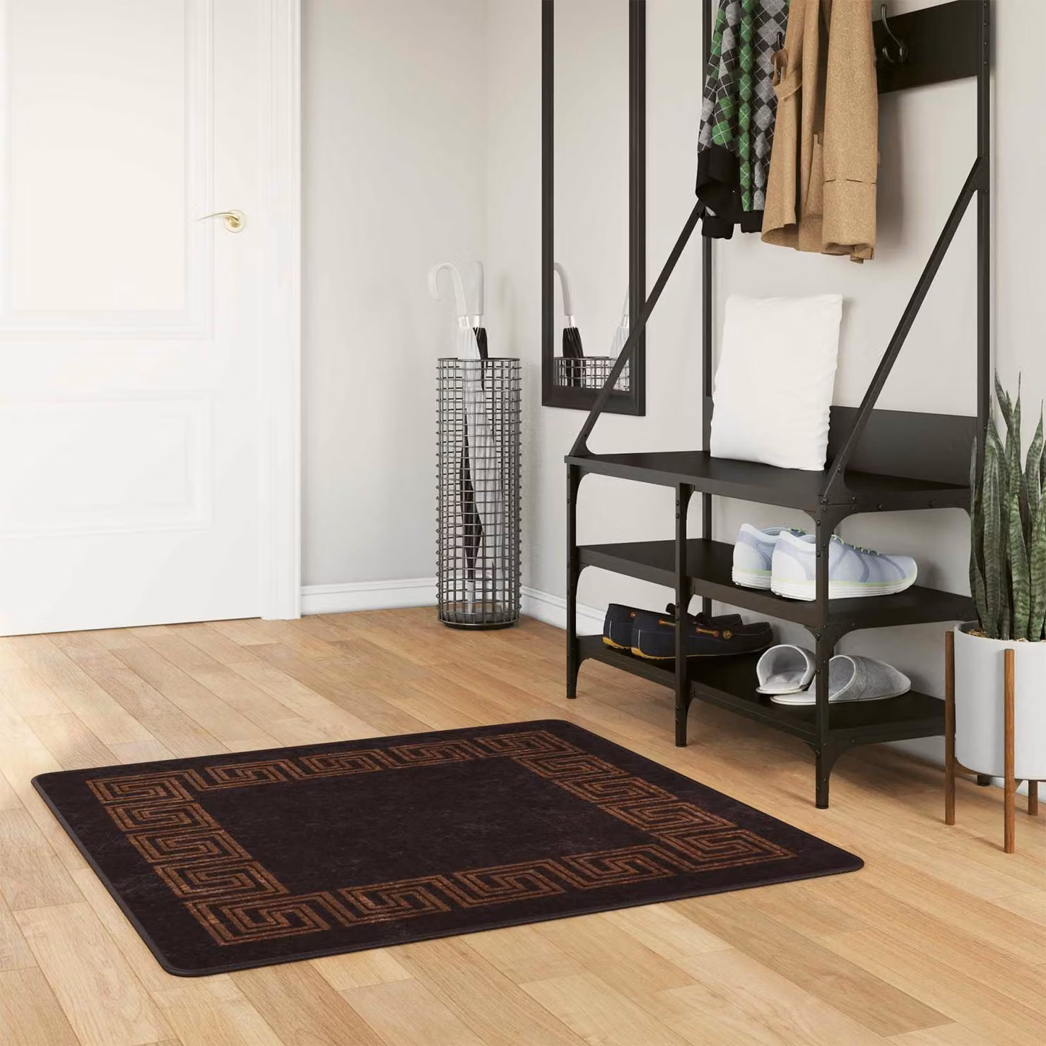 Tappeto Runner MARSA vidaXL Nero, Lavabile e Antiscivolo, Poliestere e PVC, 100 x 100 cm