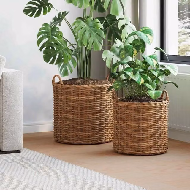 Cestino per piante GENDT 2 pz Marrone Naturale Rattan Kubu 42020952