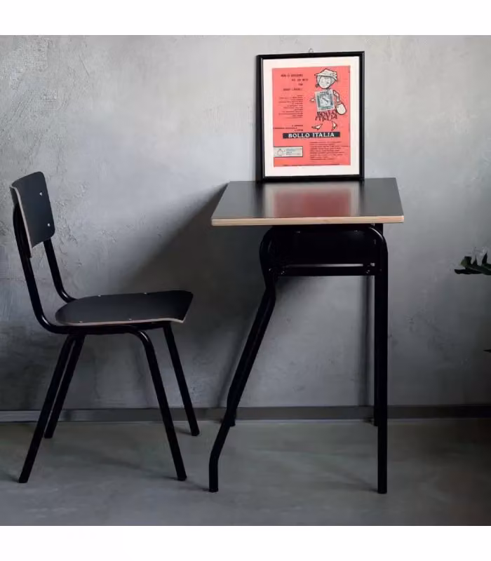 Banco scuola moderno Mobili 2G in metallo e melaminico nero L: 70 cm, P: 50 cm, H: 76,5 cm – 2