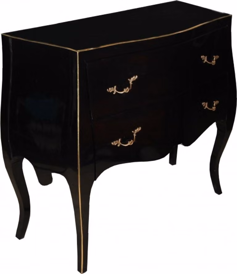 Comò in stile barocco "Casa Padrino", lussuoso, colore nero e oro. Dimensioni: larghezza 85 cm, altezza 78 cm, profondità 37 cm