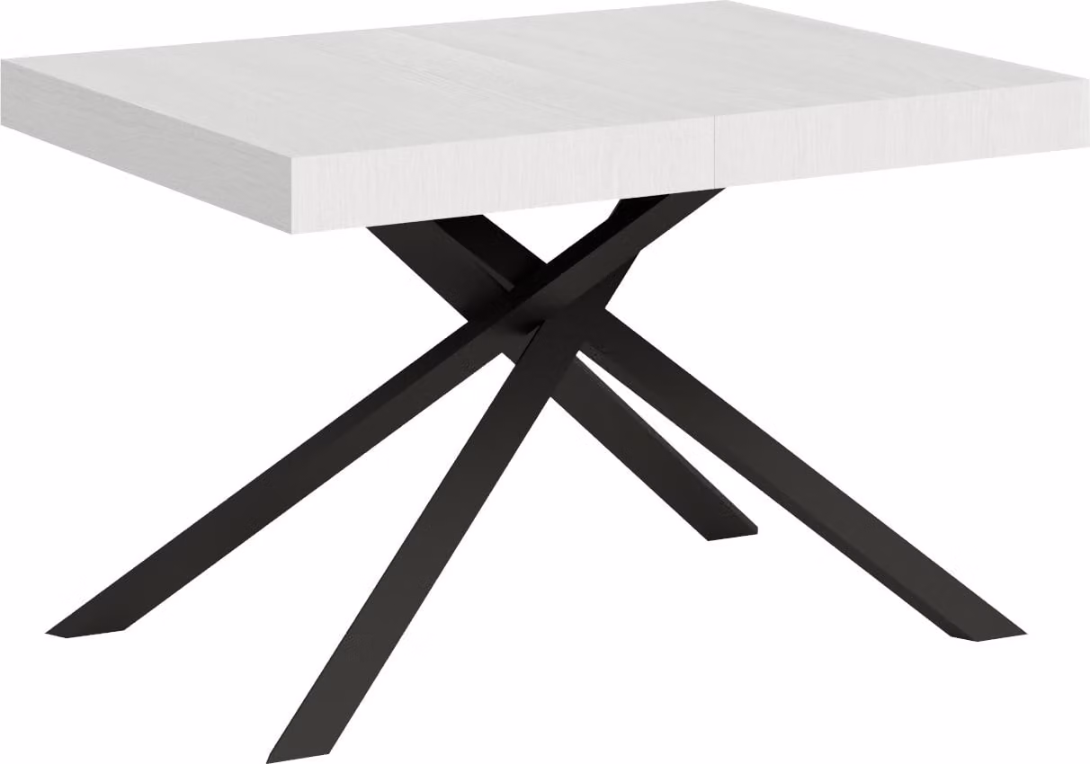 ITYHOME - Tavolo allungabile 120/204x80 cm Karida bianco frassino gambe antracite