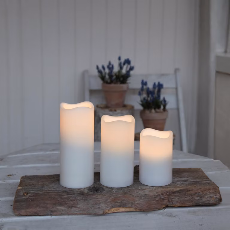 Set di 3 candele LED in plastica Best Season con telecomando e funzione timer, circa 11,5/15/18x 9 cm, batteria, 068-26