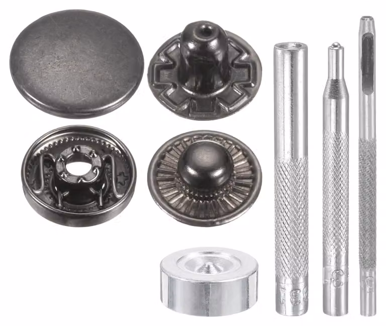 Set di bottoni a pressione, 24 pezzi, diametro 20 mm, in ottone, con 4 utensili