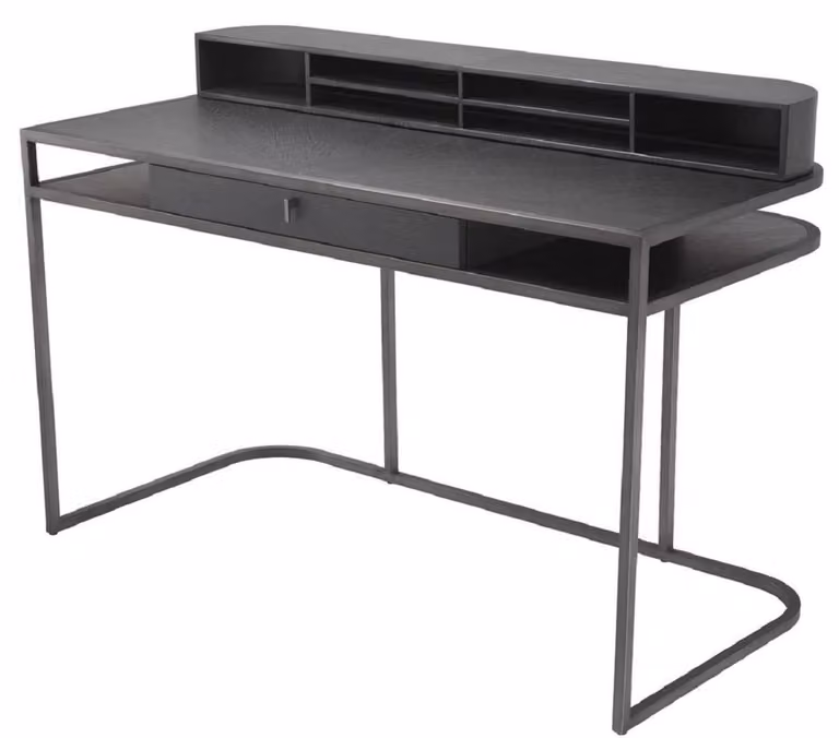 Casa Padrino scrivania con cassetto e piano estraibile grigio scuro 130 x 60 x h. 75 cm - Mobili per ufficio